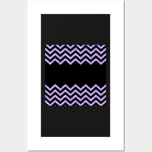 Black and Purple Glitter Chevron Design Posters and Art